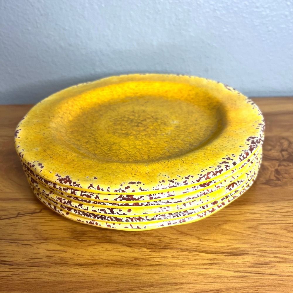 Pier 1 Imports Melamine Carmelo Plates Set of 6 Crackle Rustic 9" Tuscan